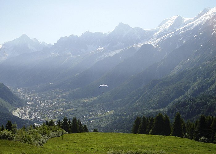 Chamonix valley from le Prarion cable car in Les Houches
