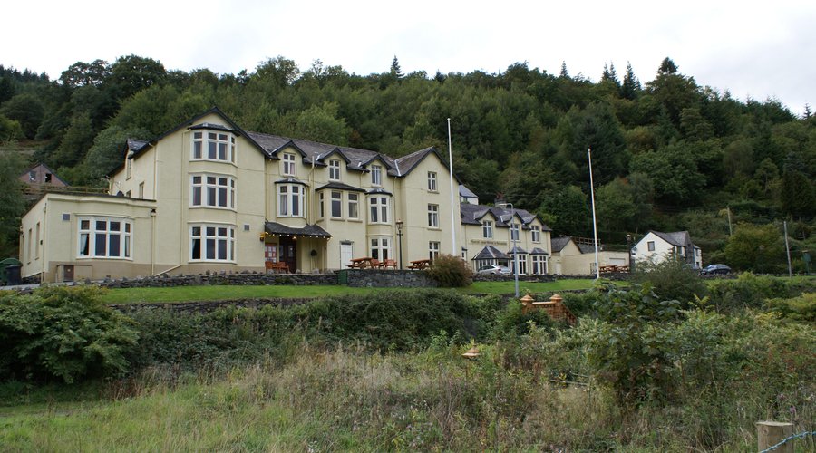 View of hotel from the river