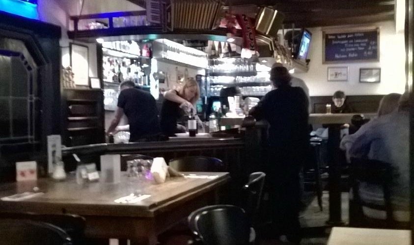 Inside the pub bit.