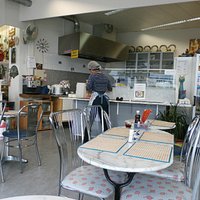 Seating and kitchen area