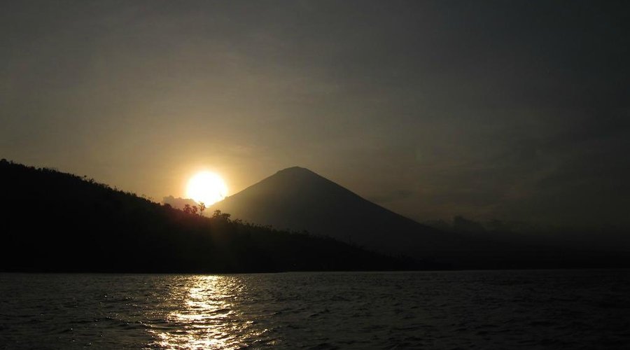 Sunset Agung from fish boat