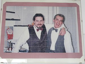 Photo in kitchen.  Gorgeous young Giorgio is on right.