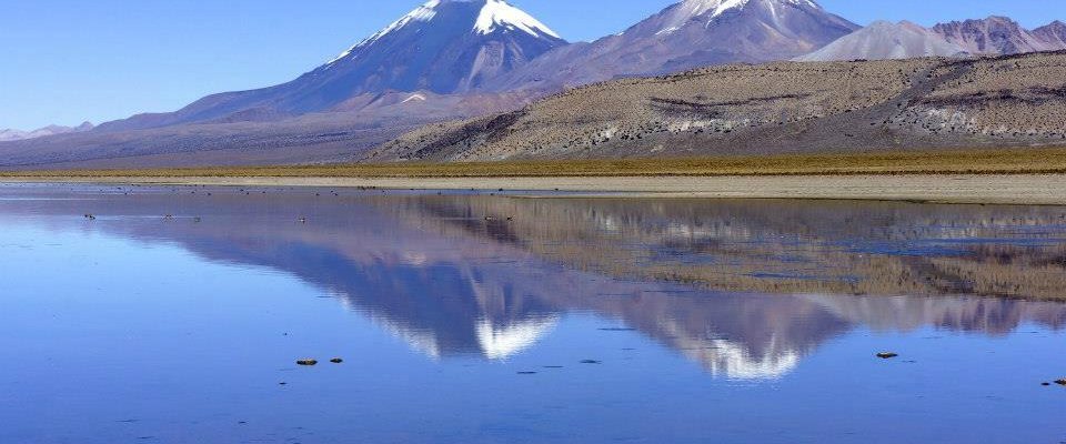 Volcans Parinacota (6350m) et Pomerape (6100m)