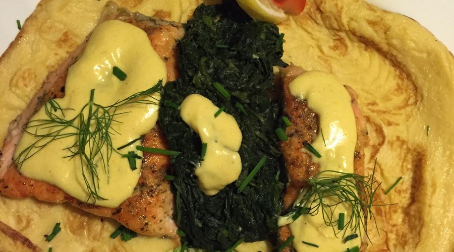 Pancake with salmon