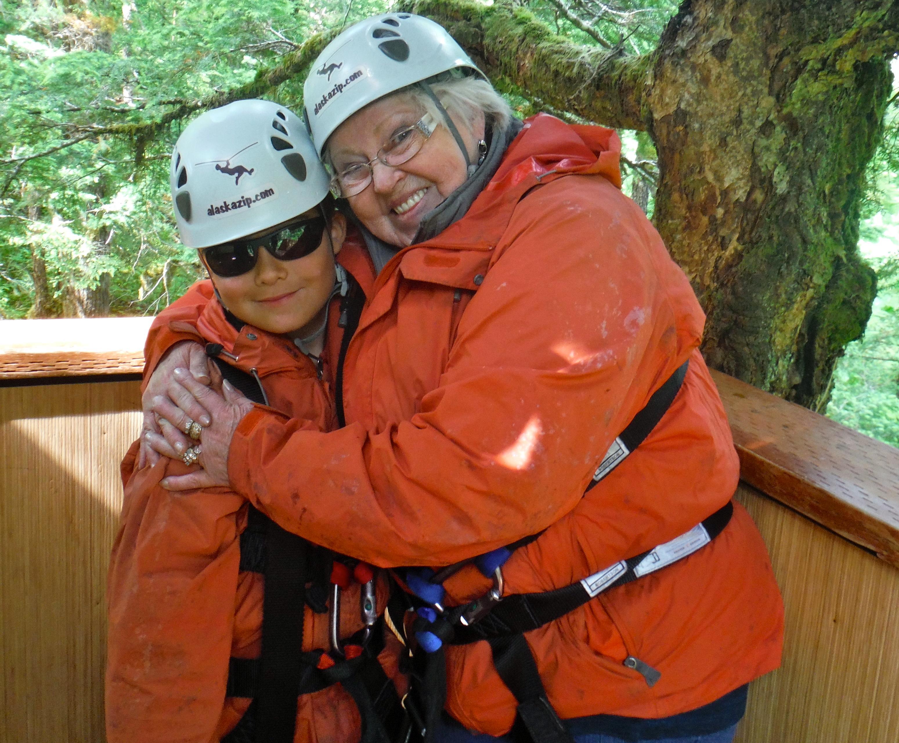 2023 Alaska Zipline Adventures   Grandma Hugs After Zipping 