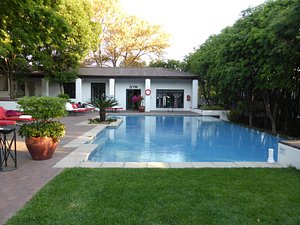 Indaba Hotel in Fourways, image may contain: Villa, Backyard, Plant, Pool