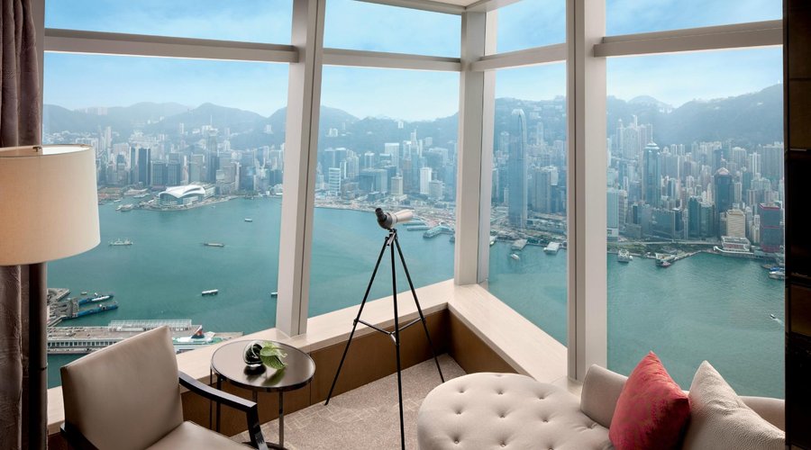 Deluxe Victoria Harbour Suite overlooking Victoria Harbour at The Ritz-Carlton, Hong Kong