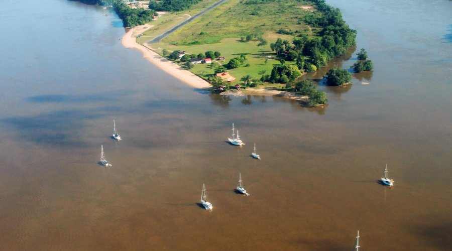 Aerial View of Baganara with yachts