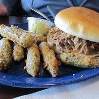 BBQ Sandwich with fried okra