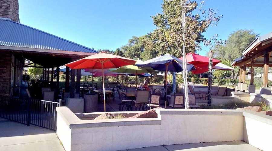 Outdoor seating looks inviting.