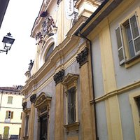 Right in front of the church, front view