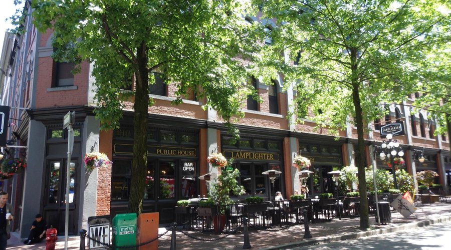 The pretty area of Gastown and its cobblestone streets