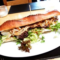 Chargrilled steak and onion baguette
