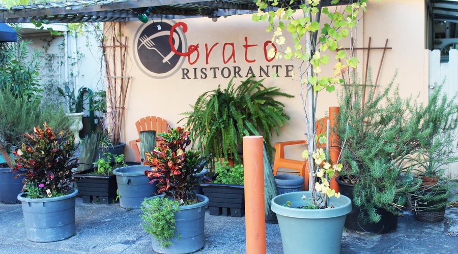 D'Corato Ristorante - Sign view from parking lot (Morrill st. and Julia St.)