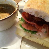 Triple Grilled Cheese and French Onion Soup