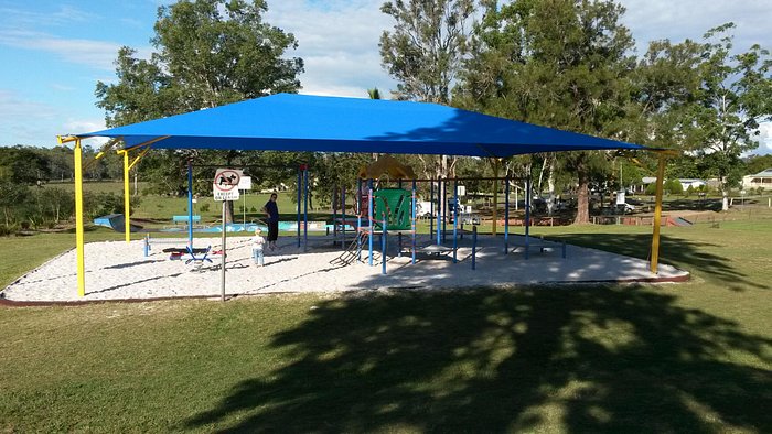 Shaded childre's play area in Tiaro Memorial Park
