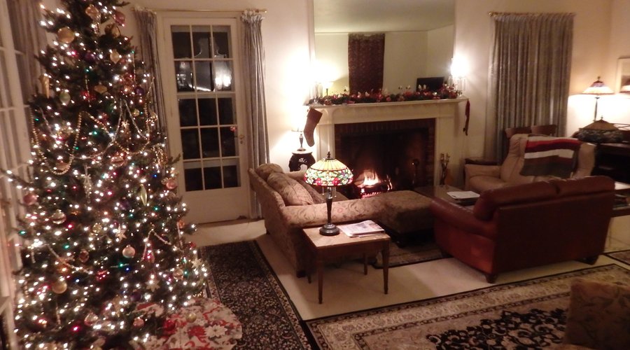 Living Room decorated for Christmas