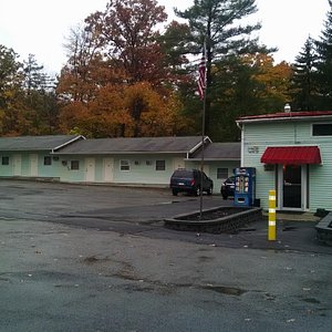 exterior of motel - tree shaded and secluded