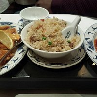 Lemon chicken, special fried rice, kung po duck