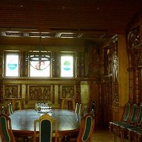 Intricately carved woodwork of the Triberg Town Hall conference room