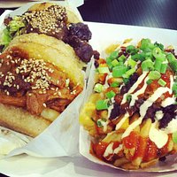 Chicken and short rib Koja with Kamikaze Fries