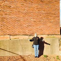 Me at the Larkin building wall - all that is left of it