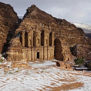 Awesome snowy day at Petra today. Great to be back for a warm shower