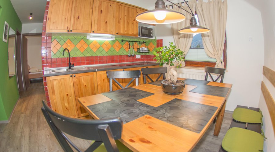 Two bedrooms appartmen,size 64 m2 with balcony and mountain view; picture: kitchen with dinning 