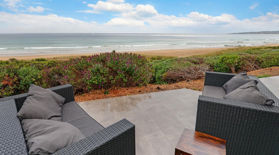 Beach Lodge patio and beach view