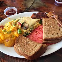 Havarti Omelette and Chorizo Scramble