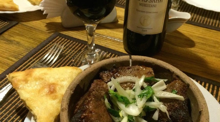 Shashlik, khachapuri, and a great Georgian wine!