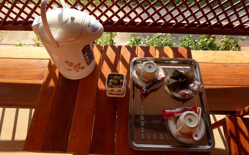 Breakfast coffee and homemade snacks