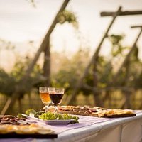 Picada típica en los viñedos de Chacra de Luna.