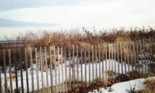 Spring Lake in February: Snow on sand!