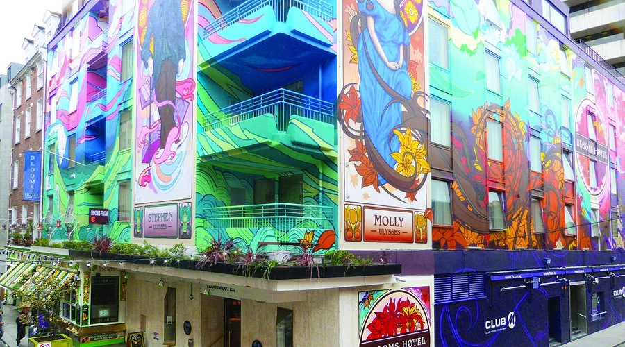 Hotel Exterior, with characters from Ulysses