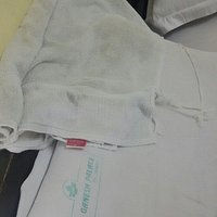 Dirty and torn towels. Luckily I had my towel with me