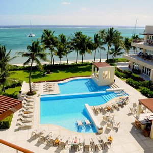A view of our main pool looking towards the Caribbean Sea