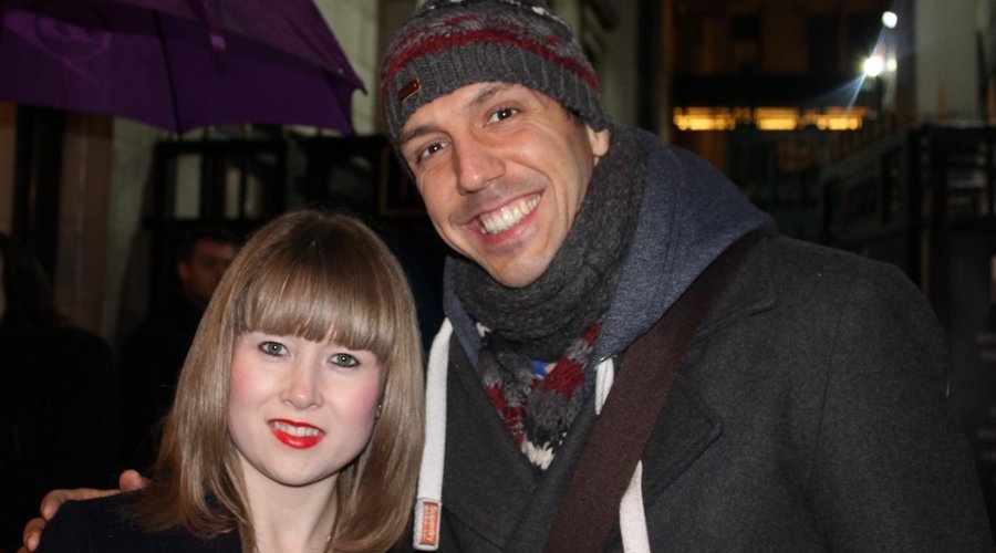 My daughter meeting Alex Gaumond, who played Freddy Benson, after the show.