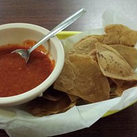 house made chips and red sauce (HOT)