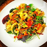 Squid, Scallop, Smoked Paprika, Tomato & Red Pepper Salad