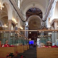 Inside of church with museum display