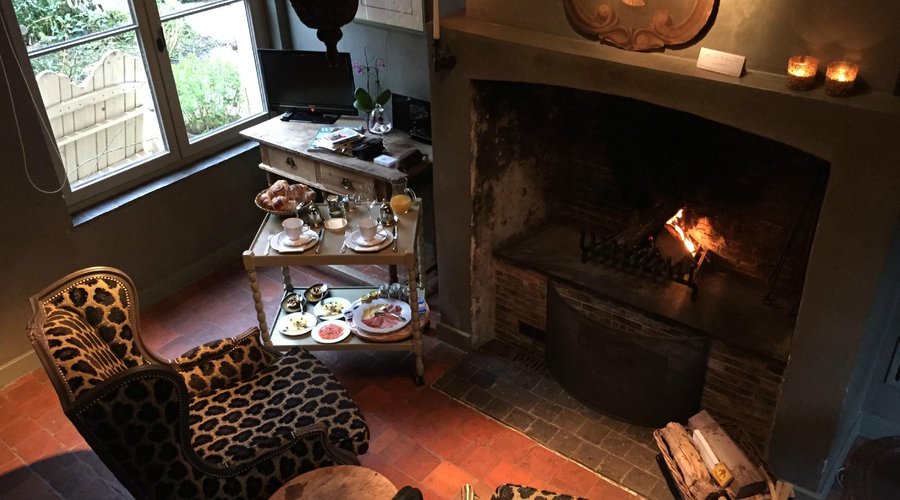 Breakfast served by a cosy fire
