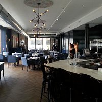 view of dining room bar