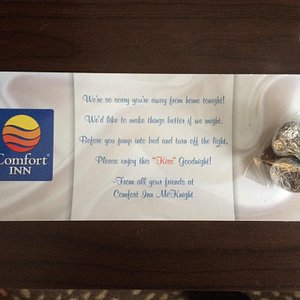 Hershey's kisses in our room - nice personal touch! Love seeing this type of thing at a hotel, s