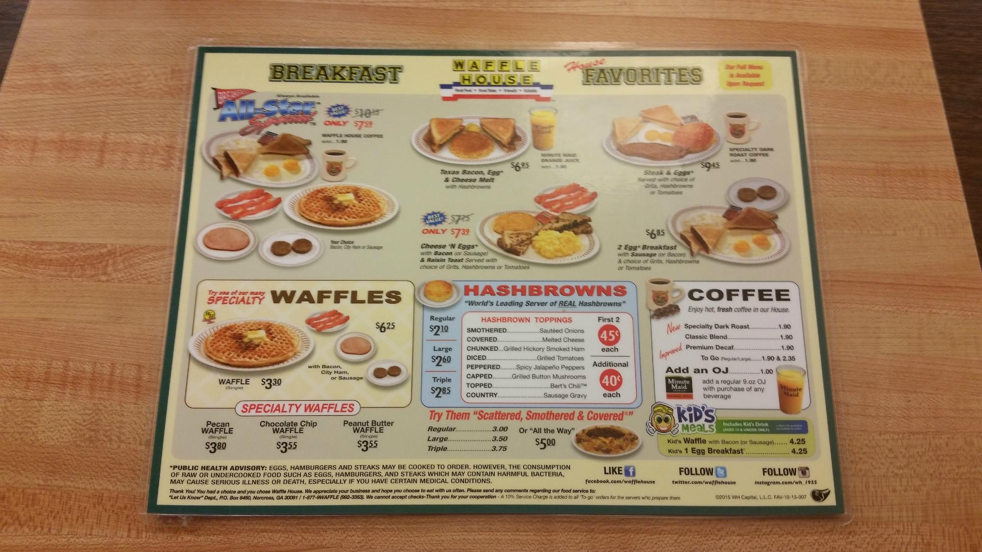 Waffle house menu 2020 discount
