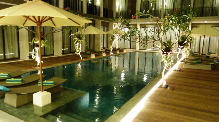 Swimming pool at night