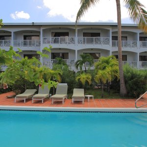 Pool view of hotel