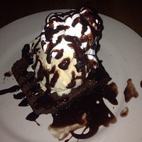 Brownie with ice cream and whipped cream