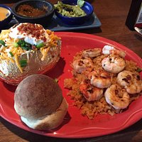 Shrimp was seasoned perfectly and the baked potato was huge & loaded!!!