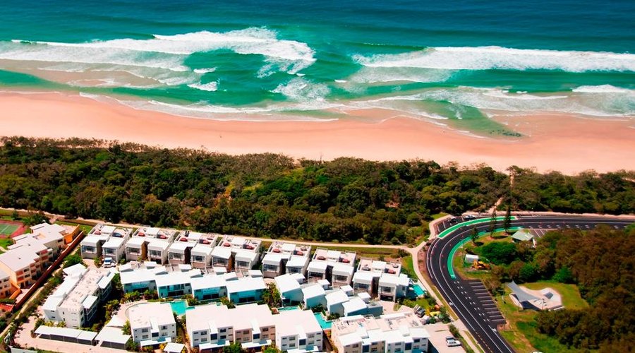 Arial view of resort and beach